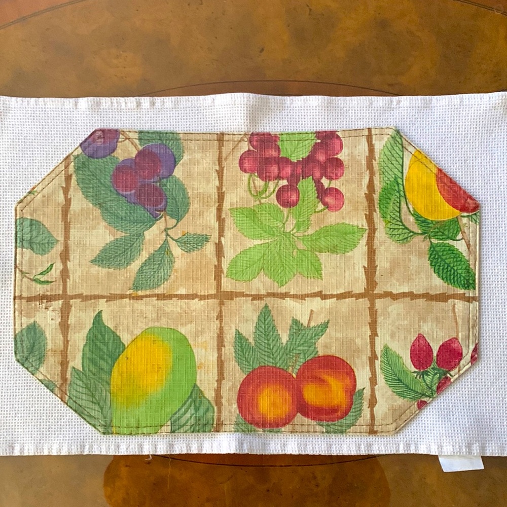 2 for $15 bundle set of 4 Placemats vinyl coated fruit theme,